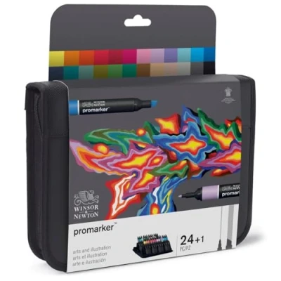 Afbeelding van Winsor &amp; Newton 0290078 Promarker, professionele layoutmarker 2 punten, fijn en breed voor tekeningen, ontwerp lay outs set 24 Art Illustration delig
