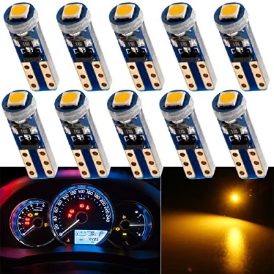 Afbeelding van GLL 10pcs T5 LED Lampen 74 70 37 17 2721 3528 5mm 3030 1SMD voor Auto Speedometer Dashboard Meter Cluster Licht Geel