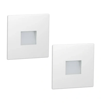 Afbeelding van ledscom.de 2 LED traplamp/inbouw wandlamp FOW voor binnen en buiten, downlight, hoekig, 85 x 85mm, warm wit