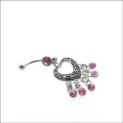 Afbeelding van Navelpiercing Met Roze Steentjes Hart