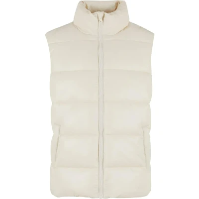 Afbeelding van Urban Classics Heren vest, gerecycled Big Puffer warm gewatteerd vest met hoge kraag, buffervest voor mannen, witzand., 3XL