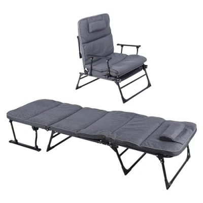 Afbeelding van Spetebo 2 in 1 multifunctionele ligstoel, inklapbaar, grijs, 181 x 59 cm, inclusief bekleding, ligbed voor de tuin, relaxstoel, tuinligstoel, relaxstoel