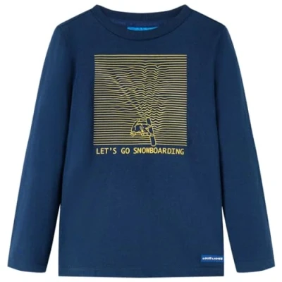 Afbeelding van Kindershirt met lange mouwen snowboardprint 128 marineblauw