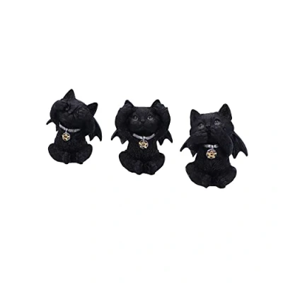 Afbeelding van Nemesis Now drie wijze vampuss beeldjes 9 cm, hars, zwart, vampier kat beeldjes, heksengeschenk, Halloween decoratie, gegoten in de fijnste liefdevol handgeschilderd