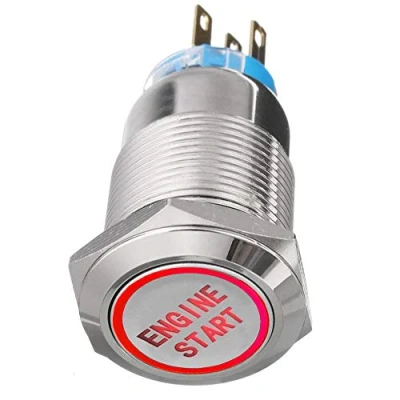 Afbeelding van Mintice Roestvrij Staal Auto Vrachtwagen Momentschakelaar Tuimelschakelaar Drukschakelaar Drukknop Schakelaar Wipschakelaar 19mm 12V 5A Rood Licht Motor Starten Waterdichte