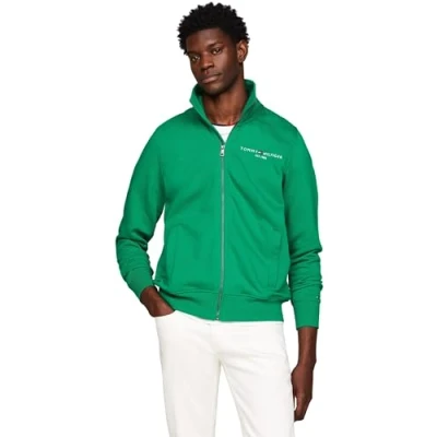 Afbeelding van Tommy Hilfiger Heren Logo Gebreid vest met ritssluiting, Groen (Olympisch Groen), L