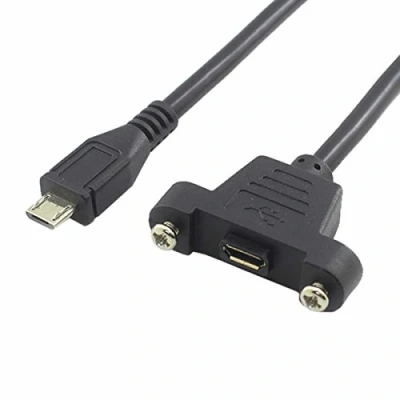 Afbeelding van Micro USB Verlengkabel Mannelijk naar Vrouwelijke Verlengpaneel Bevestiging Type Kabel met Schroeven, Data+Opladen, 50 cm