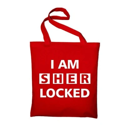 Afbeelding van Styletex23 I Am Sherlocked Sherlock Holmes Canvas Tote Shopper Tas Unisex, Rood