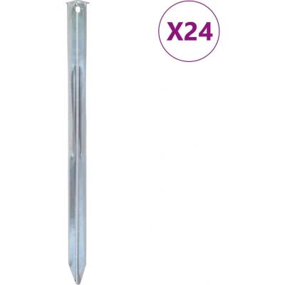 Afbeelding van vidaXL Tentharingen 24 st Ø20 mm 30 cm gegalvaniseerd staal