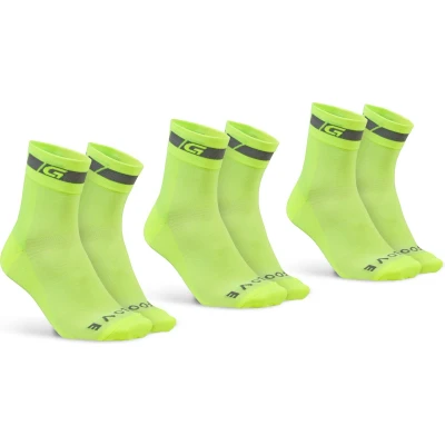 Afbeelding van GripGrab Classic Regular Cut 3PACK Zomer Fietssokken Coolmax Wielersport Sokken Geel Hi Vis Unisex Maat M (41 44)