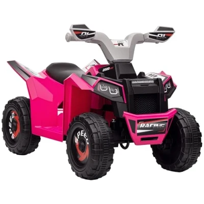 Afbeelding van HOMCOM elektrische kinderquad, elektrisch voertuig met voorwaartse en achterwaartse functie, 2,5 km/u, 6 V mini quad voor kinderen van 1,5 3 jaar, roze