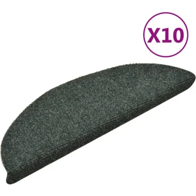 Afbeelding van vidaXL Trapmatten zelfklevend 10 st 56x17x3 cm naaldvilt groen