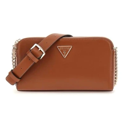 Afbeelding van Guess Daryna Status Crossbody Dames Tasje Cognac Bruin One Size