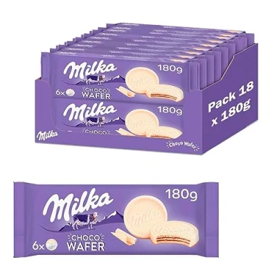 Afbeelding van Milka Choco Wafer Witte Chocolade 6 Koekjes 18 x 180 Gram