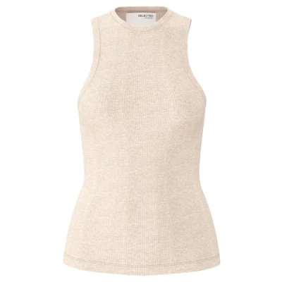 Afbeelding van Selected Femme Slfanna Oneck TANK Top, Dames, Maat: 42, Oatmeal