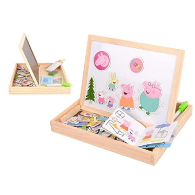 Afbeelding van Peppa Pig Kinderbord tekenbord magneetbord speelgoed # schoolbord schrijfbord educatief spel speelbord met accessoires bord krijt &amp; magneet kinderen