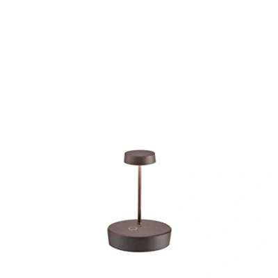 Afbeelding van Zafferano Swap Mini Tafellamp Oplaadbare Buitenlamp Roest Bruin IP65 Spatwaterdicht Bureaulamp Snoerloos Dimbare LED Lamp Tuinlamp met Draadloos Oplaadstation 14,8 cm x Ø 10cm