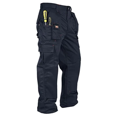 Afbeelding van Lee Cooper Tredobbelt syet multi varktøjstaske klassisk fragt kneepad tasker arbejdssikkerhed broek, zwart, maat 42W / 29L EU