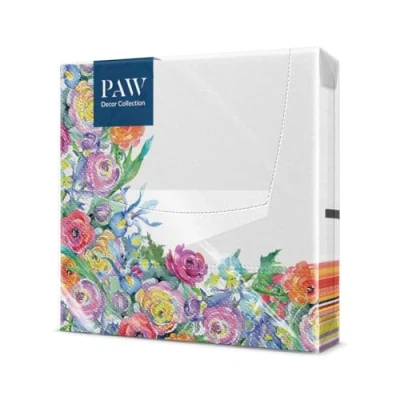 Afbeelding van PAW Papieren Servetten 3 laags (33 x 33 cm) I 20 Stuks Perfect voor Verjaardagen, Feesten, Bruiloften, Communie en Vieringen Tafeldecoratie, Kleurrijke Geschilderde Rozenhoek