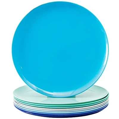 Afbeelding van Youngever 9 Pack 25CM Grote Plastic Borden voor Diner, Borden, Herbruikbaar Dinerborden, set van (Coastal)