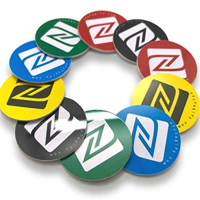 Afbeelding van 10 x NFC tags, NXP Chip NTAG215, 504 bytes opslagcapaciteit, ronde stickers en gemengde kleuren, hard pvc sterke 3M sticker, hoge scankracht