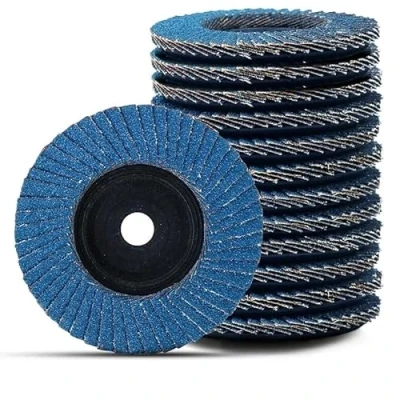 Afbeelding van ANBOO 12 stuks waaierschijven, lamellschijven, slijpschijven, schuurmopplaten, ø 76 mm x 10 mm, korrel 40/60/80/120 mengset, lamellen, schuurmop flap schijf voor 10,8 V haakse slijper