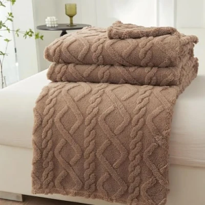 Afbeelding van Mezzar Sprei voor tweepersoonsbed, fleece, zachte bankdeken, fleecedeken warm en comfortabel bed (chocolade, 200 x 230 cm)
