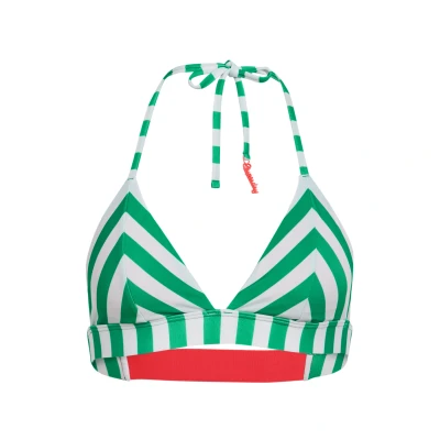 Afbeelding van Superdry Vrouwen Gestreepte Triangelbikinitop Groen Grootte: 38