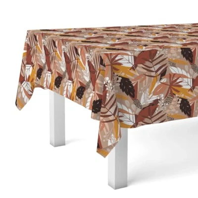 Afbeelding van Martina Home Tafelkleed van wasdoek Navia bruin 140 rond