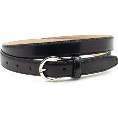 Afbeelding van JV Belts dames riem Zwart 2.5 cm breed Echt Leer Taille: 85cm Totale lengte riem: 100cm