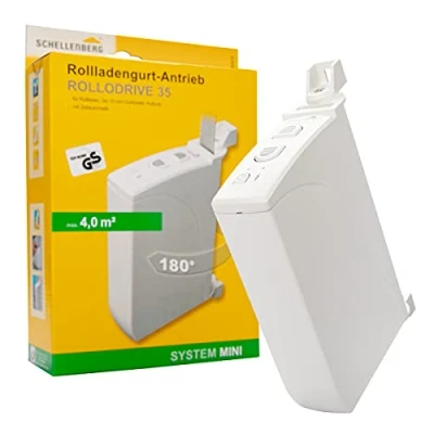 Afbeelding van Schellenberg 22735 elektrische riemwikkelaar opbouw, rolluikoppervlak, tot 4 m2 voor riembreedte 14 15 mm, trekkracht 12 kg, met automatische timing en voeding