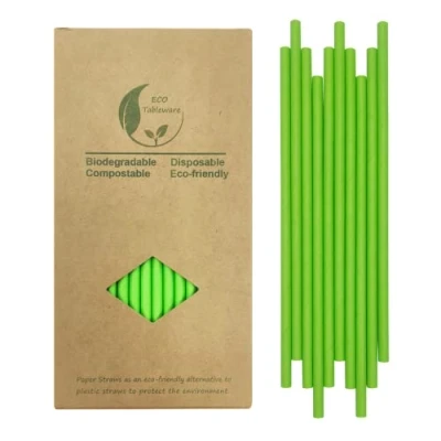 Afbeelding van Groen Papieren Rietjes 100 Count, 7.75 Inch Premium Wegwerp Drinken Lente Groene 100% Biologisch Afbreekbaar en Composteerbaar