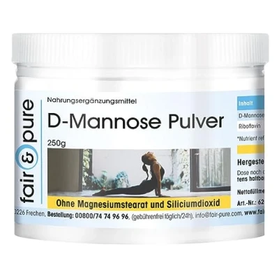 Afbeelding van Fair &amp; Pure® D Mannose poeder 250 g met riboflavine (vitamine B2) puur, zonder toevoegingen hoog gedoseerd en biologisch beschikbaar Duitse kwaliteitsproductie