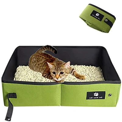 Afbeelding van Opvouwbaar Kattentoilet, Draagbaar Zacht, Duurzaam en Waterdicht, voor Binnen Buiten, Reizen, Camping, Groen, Maat L, 45 x 35 cm