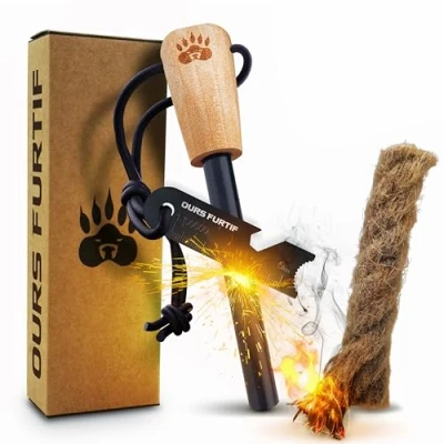 Afbeelding van Survival Vuurstarter Firestarter Ferrocerium Rod XL 10mm Meer Dan 15.000 Vuren Ontstoken Multitool Survival, Aanmaakblokjes Inbegrepen, Camping, Bushcraft, Outdoor