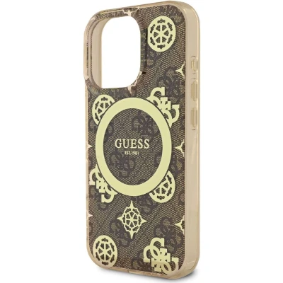 Afbeelding van Guess iPhone 16 Pro Backcover hoesje Magsafe IML peony Bruin
