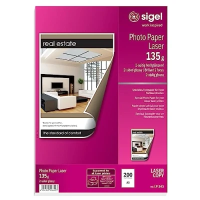 Afbeelding van Fotopapier Sigel kleurenlaser A3 hoogwit glans 135gr 200 vel