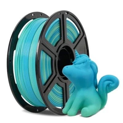 Afbeelding van FLASHFORGE PLA filament voor 3D printer, kleurverloop, 1,75 mm, 1 kg spoel, maatnauwkeurigheid +/ 0,02 betere taaiheid en geen klitten, print (geelblauw)
