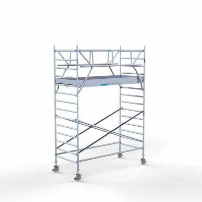 Afbeelding van Professionele alu rolsteiger 1.35x3.05x5.20m werkhoogte incl. dubbele voorloopleuning carbon