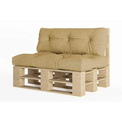 Afbeelding van Chilly Pilley Palletkussen Schuimvlokken Palletmeubels Palletbank Rugleuning Zitkussen Zijkussenset (Set Van 2 Beige)