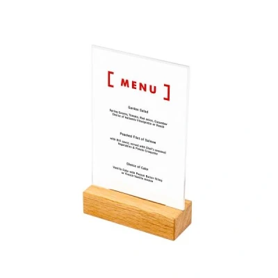 Afbeelding van IEZZY horeca en cate Houten menuhouder t tafeldisplay a6 portret
