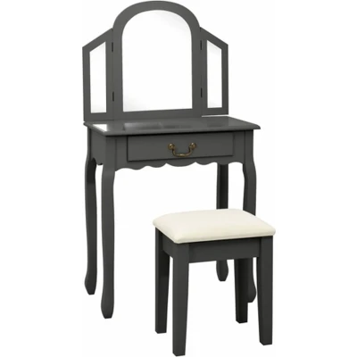 Afbeelding van Kaptafel Met Kruk 65X36X28 Cm Paulowniahout Mdf