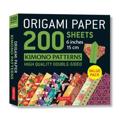 Afbeelding van Origami Paper 200 Sheets Kimono Patterns 6&quot; /anglais: Tuttle Paper: Double Sided Printed with 12 (Instructions for 6 Projects Included)