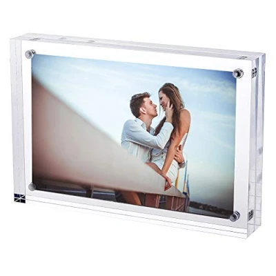 Afbeelding van TRIXES Magnetische acryl fotolijst voor foto&#039;s 6 x 4 inch dubbelzijdig tentoonstellingsblok transparant dikte 2 cm