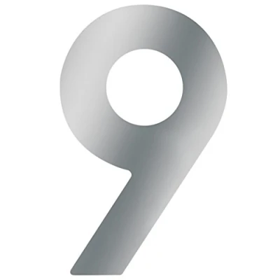 Afbeelding van Metafranc Huisnummer 9 Roestvrij staal 120 mm 3D Design Goede leesbaarheid Individuele combinatiemogelijkheden/belettering/markering/cijfer/voordeur/huismuur/tuinpoort / 424087