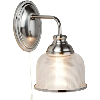Afbeelding van Searchlight Wandlamp Bistro II zilver/ribbelglas