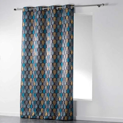 Afbeelding van douceur d&#039;intérieur, Oogjesgordijn (140 x 260 cm) Palpito Antraciet, Bedrukt Polyester