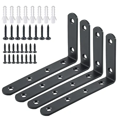 Afbeelding van SAYAYO Plankbeugels Zwart 4 stuks Plankhouders 125 mm x 75 mm, Plankdrager 3 Dikke van Roestvrij Staal, Metalen Planksteun Wandhouders, EJ5207B 4P