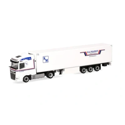 Afbeelding van herpa Modelbouwset vrachtwagen DAF XG koelkast Kaj Madsen (Denemarken/Kolding) miniatuur op schaal 1:87 verzamelstuk Made in Germany kunststof