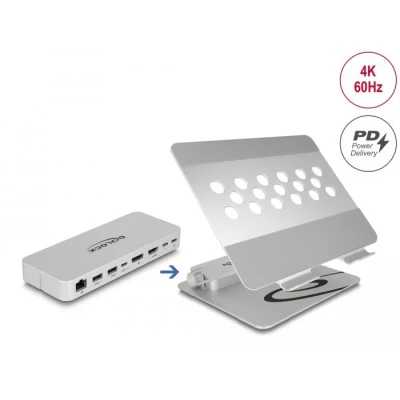 Afbeelding van Delock Tablet und Notebook Ständer mit integrierter Dockingstation 4K